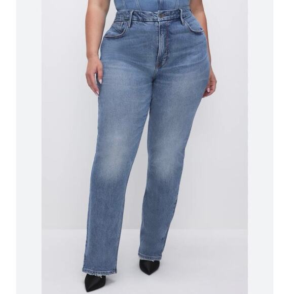 Good American Good Icon Straight Jeans Medium Light Wash Women’s Size 18 - Picture 1 of 6